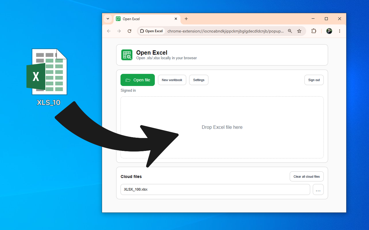 OpenExcel launcher for opening local and Cloud spreadsheet files